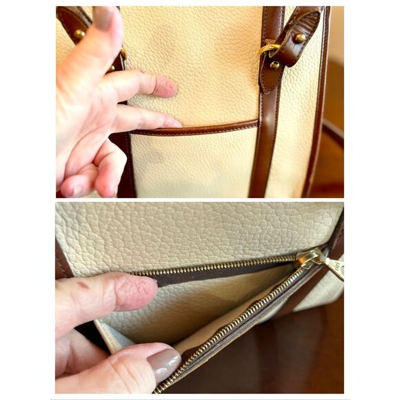 DOONEY & BOURKE - Vintage All Weather Leather (AWL) Shoulder Bag/Cream & Brown - Picture 16 of 16